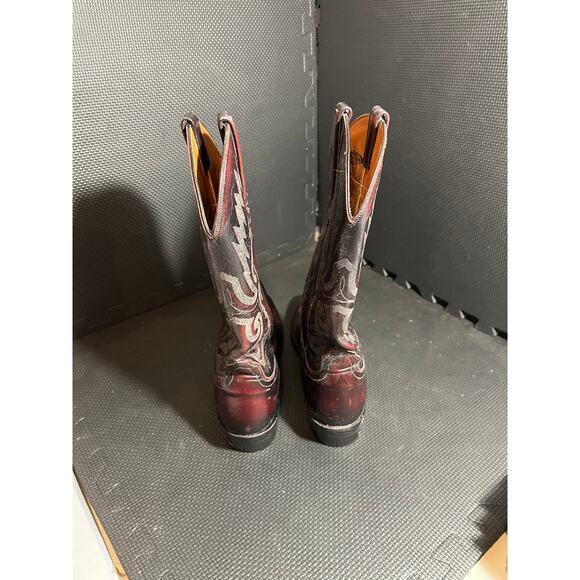 Lucchese Mens Cherry Red Dark Cowboy Western Design Leather Boots Size 11.5 B - Picture 5 of 8